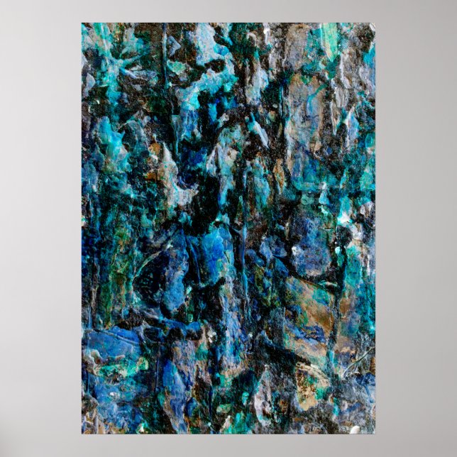 Affiche Cool, moderne peinture bleue vieux mur gruning art (Devant)