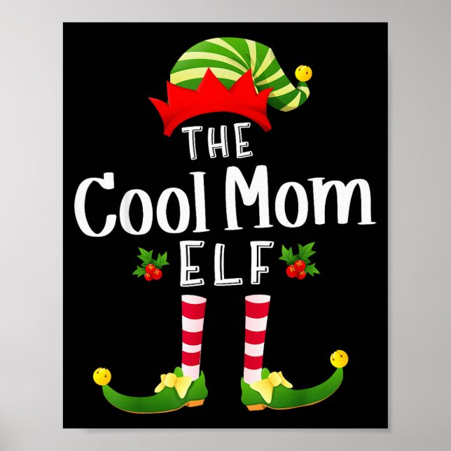 Affiche Cool Mom Christmas Elf Matching Pajama X-mas Party (Devant)