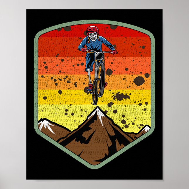 Affiche Cool Mountain Biking Skeleton Zombie Skull Mtb Bmx (Devant)