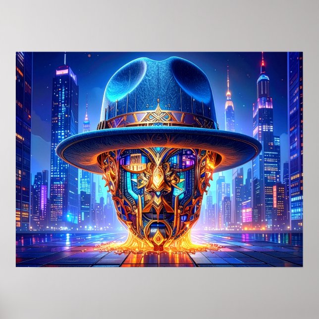 Affiche Cool New York City Art Nightscape Fedora Hat (Devant)
