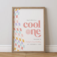 Cool One Girl's First Birthday À damiers Retro