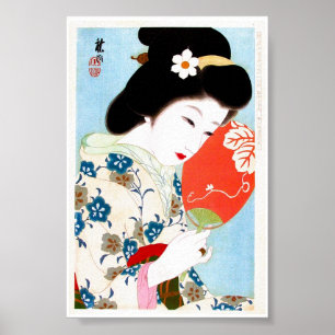 Affiche Cool oriental japonais classique geisha lady art