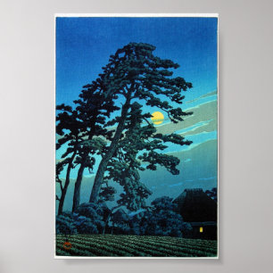 Affiche Cool oriental japonais Kawase Tree Moonlight