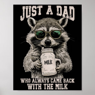 Affiche Cool Papa Raccoon Avec Citation Drôle De Lait