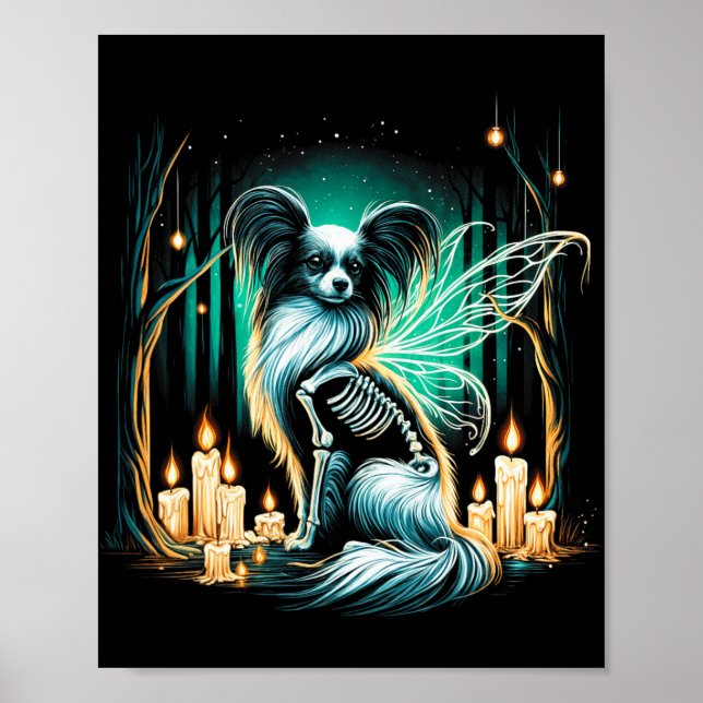 Affiche Cool Papillon Chien Squelette Halloween Chien Mama (Devant)