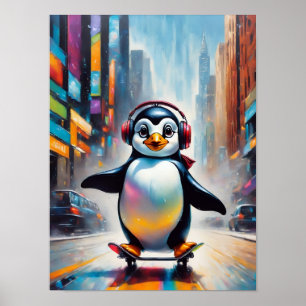 Affiche Cool Peinture d'Art numérique de pingouin
