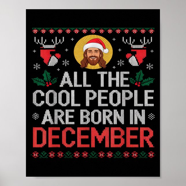 Affiche Cool People Are Born In December Christian Christm (Devant)