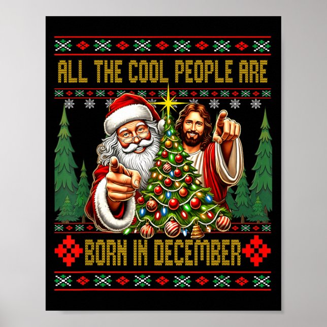 Affiche Cool People Are Born In December Christian Christm (Devant)