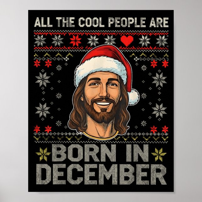 Affiche Cool People Are Born In December Christian Christm (Devant)