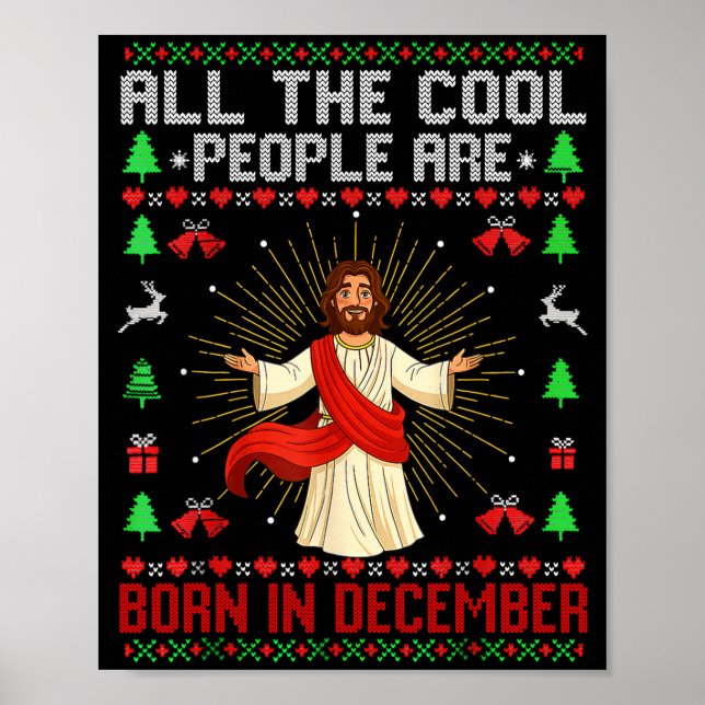 Affiche Cool People Are Born In December Christian Christm (Devant)