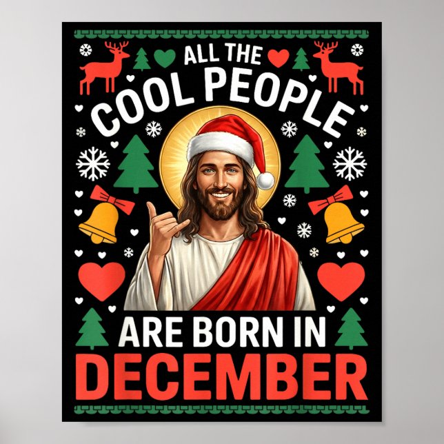 Affiche Cool People Are Born In December Christian Christm (Devant)