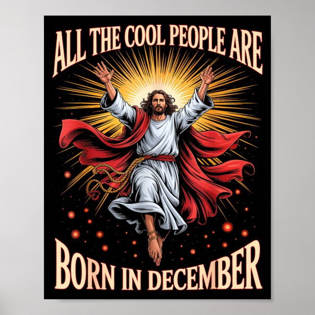 Affiche Cool People Are Born In December Christian Xmas Bi (Devant)