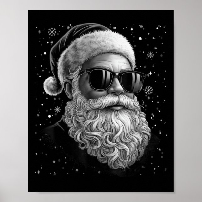 Affiche Cool Père Noël Face Beard &amp ; Gles Christmas Fu (Devant)