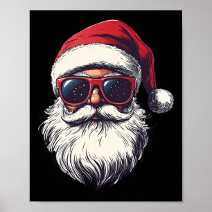 Affiche Cool Père Noël Face Sungles Rétro hommes Noël