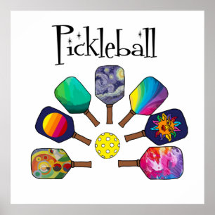 Affiche Cool Pickleball Paddle Sports Rainbow