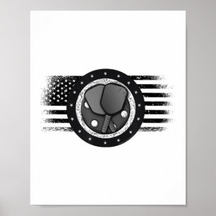 Affiche Cool Pickleball Sport USA Grunge Flag - Pickleball