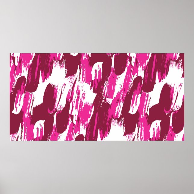 Affiche Cool pinceau rose brosse trait moderne sans coutur (Devant)