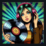 Affiche Cool Pop Art Comic Style Girl avec Album de Vinyl<br><div class="desc">Pop art style bande dessinée fille avec casque sur l'écoute de la musique et un disque vinyle dans ses mains.</div>