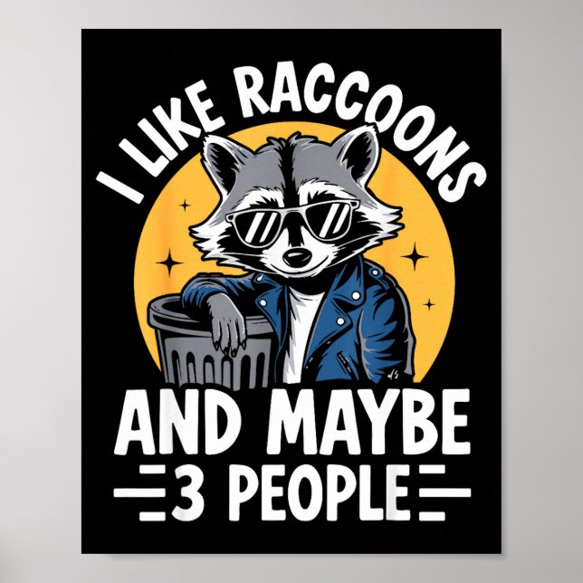 Affiche Cool Raccoon Tee For Men Women Kids Racoon Raccoon (Devant)