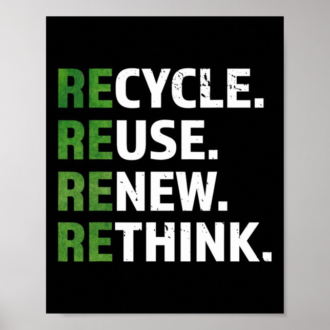 Affiche Cool Recycler Réutiliser Repenser le devis Jour de (Devant)