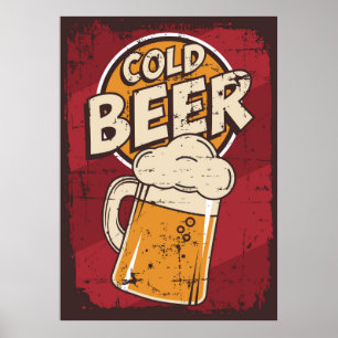 Affiche cool retro beer bar 