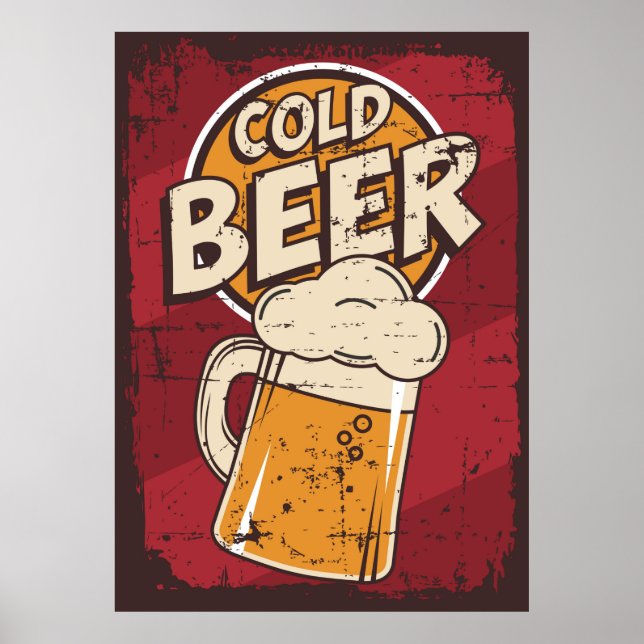 Affiche cool retro beer bar  (Devant)