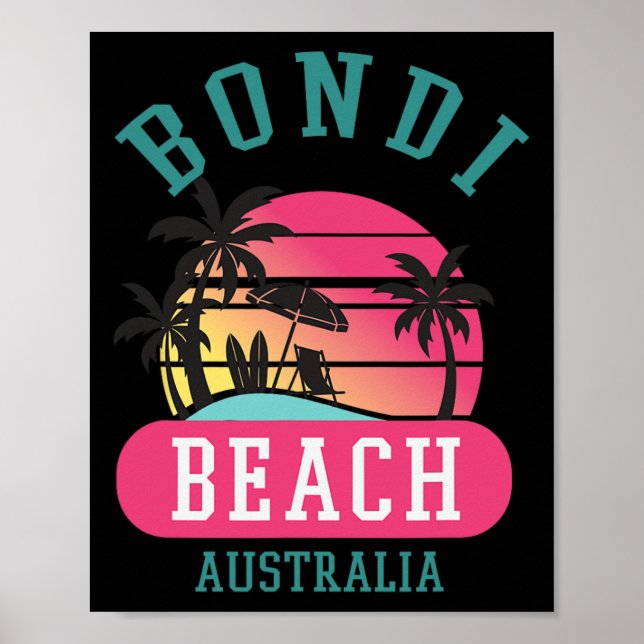 Affiche Cool rétro Bondi Beach Original Australie Plages (Devant)