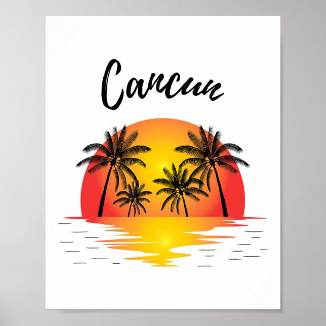 Affiche Cool Rétro Cancun Original Mexique Plages Sunset N (Devant)