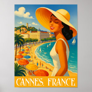 Affiche Cool Retro Cannes Côte d'Azur