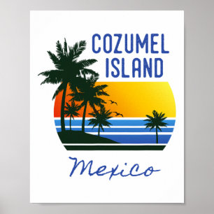 Affiche Cool rétro Cozumel Original Mexique Plages Femmes
