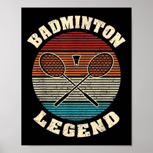 Affiche Cool Retro Crossing Raquettes Badminton Légende Ba (Devant)
