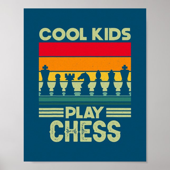 Affiche Cool rétro Jouer aux échecs mat échec (Devant)