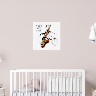 Affiche Cool Retro Man Playing Alto Saxophone - Jazz