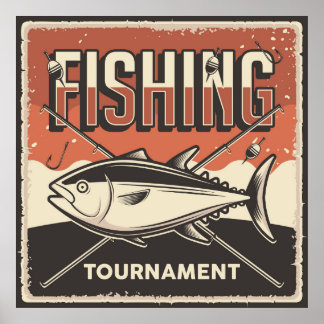 Affiche cool retro vintages amateurs de pêche