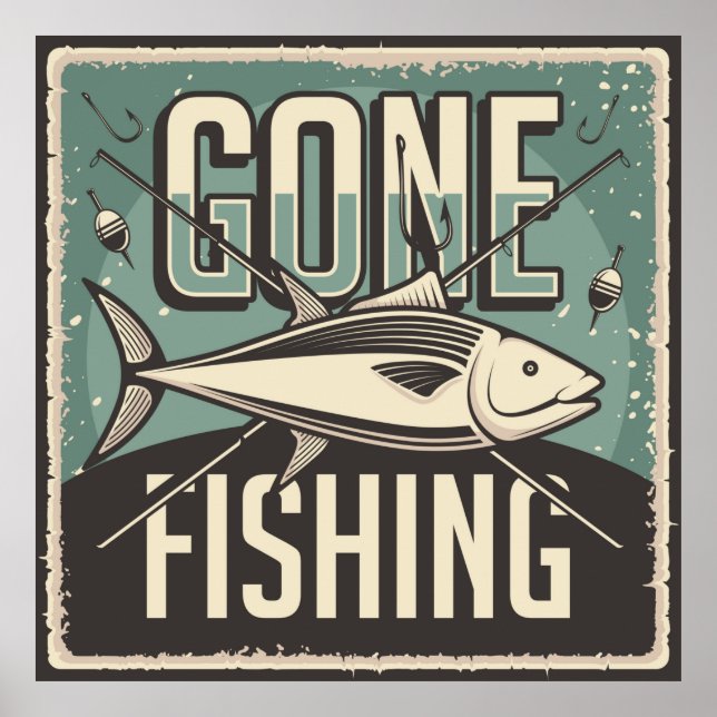 Affiche cool retro vintages amateurs de pêche (Devant)