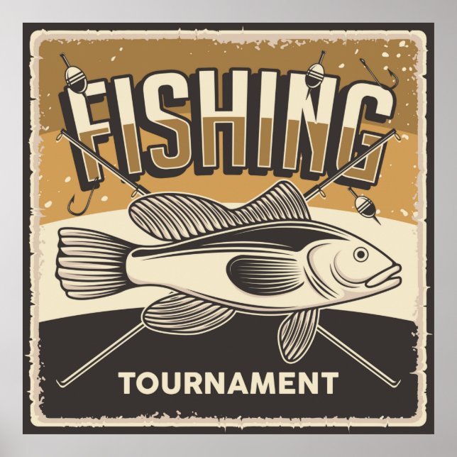 Affiche cool retro vintages amateurs de pêche (Devant)