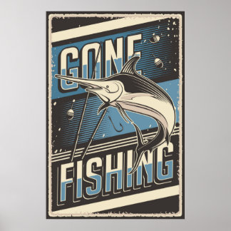 Affiche cool retro vintages amateurs de pêche