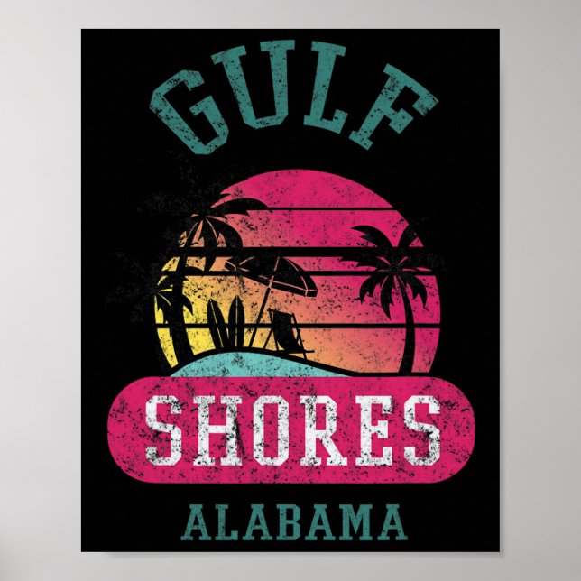 Affiche Cool rétros Gulf Shores Original Alabama Beach Pla (Devant)