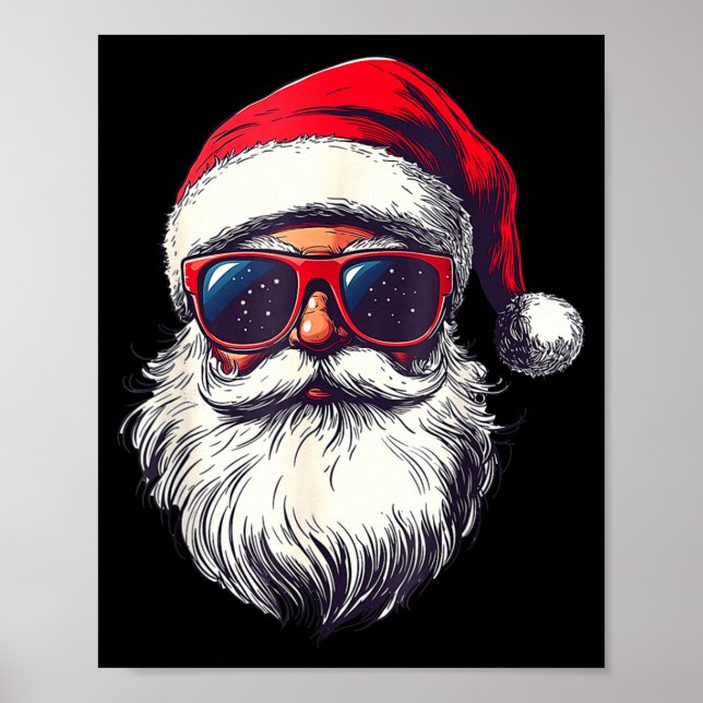 Affiche Cool Santa Claus Face Retro Sungles Christmas Men  (Devant)