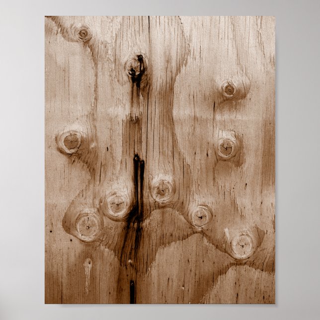 Affiche Cool Sepia Bois Grain Knot Texture (Devant)