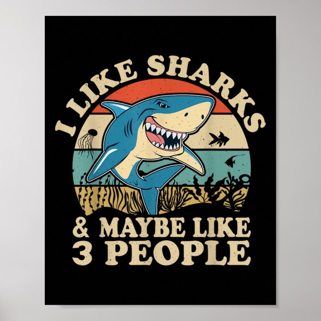 Affiche Cool Shark Art Hommes Femmes Grand Blanc Hammerhea (Devant)