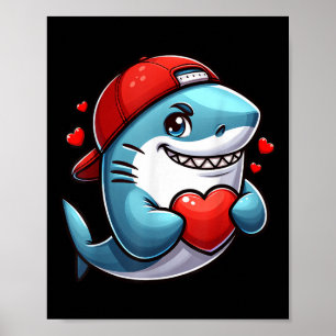 Affiche Cool Shark Valentines Garçons Journée du Coeur Cou