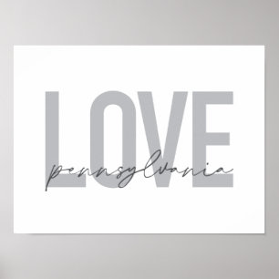Affiche Cool, simple, design moderne Love Pennsylvania