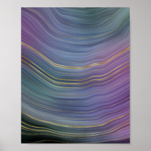 Affiche Cool Strata   Belle Agate bleu violet et or