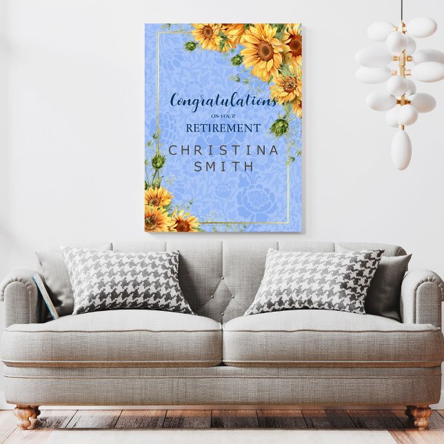 Affiche Cool Summer Sunflower Watercolor Parti de retraite (Cool Summer Sunflower Watercolor Retirement Party)