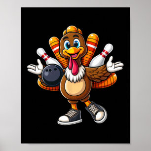 Affiche Cool Thanksgiving Bowling Gobble Joueur Turquie Bo
