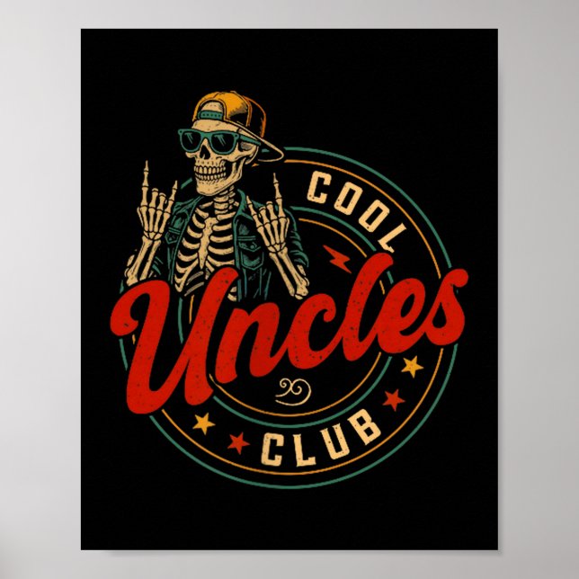 Affiche Cool Uncles Club Shirt Funny Skeleton Uncle Men Fa (Devant)