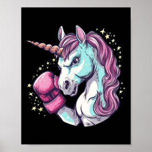 Affiche Cool Unicorn Costume Visage Avec Gants De Boxe Drô
