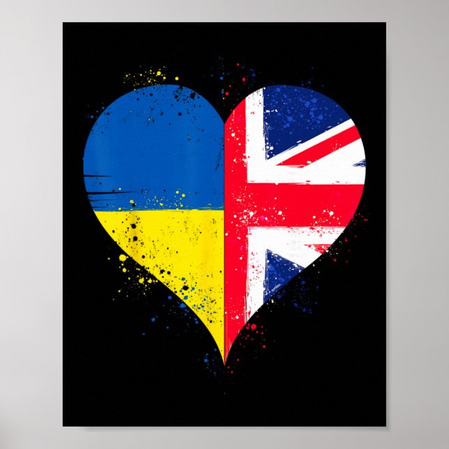 Affiche Cool Union Jack et drapeau de l'Ukraine pour les U (Devant)