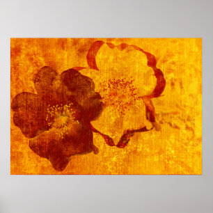Affiche Cool, unique rouge jaune asiatique style art desig